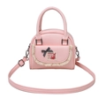 Borsa Boston rosa stile Lolita con pizzo bianco e fiocco a quadretti neri e bianchi - Rosa