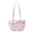 Sac à épaule élégant en cuir PU rose clair avec dentelle blanche et nœud perlé - Rose Avec Pendentif