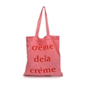 Minimalistischer rosa Canvas-Shopper mit rotem Vintage-Aufdruck crème de la crème - Rosa