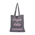 Sac fourre-tout minimaliste en toile gris foncé avec imprimé rose pour les trajets quotidiens - Gris