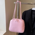 Elegante bolso de hombro rosa de color sólido con correas dobles para un estilo casual - Rosa - Sin Colgante