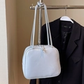 Bolso de hombro de cuero sintético azul claro con doble cremallera para mujer elegante - Azul - Sin Colgante