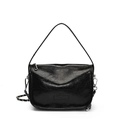 Elegante schwarze Handtasche aus glänzendem Leder mit Silberkette und Tragegriff - Schwarz