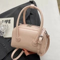 Chic light pink Boston handbag in soft PU leather with adjustable shoulder strap - Pink - No Pendant