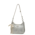 Vintage cream hobo bag with pearl bow and lace detail for women's crossbody wear - Off-White with Lace Pearl Bow