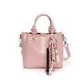 Sac seau en similicuir rose avec poignée nouée et breloques créatives pour femme - Avec Pendentif / Rose