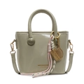 Sac seau chic vert clair avec finition lisse brillante et détails dorés de marque - Vert avec Nœud de Raquette Abaque Doré