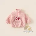 Sweat-shirt rose en polaire pour filles avec col montant zippé et broderie chic - 80 / Rose