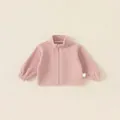 Rosa Fleecejacke für Mädchen mit Stehkragen und elastischen Bündchen aus hochwertigem Stoff - Rosa Futter / 80