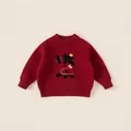 Maglione rosso per bambini lavorato a maglia con ricami festivi portafortuna - Rosso / 80