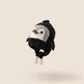Lindo gorro de peluche de pingüino para niños con orejeras largas y forro muy cálido - Talla Única: Circunferencia de la Cabeza 48-54cm / Negro