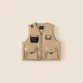 Children khaki workwear vest with warm quilted lining and utility pockets - 110 / Khaki