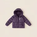 Children's purple hooded down jacket with horizontal quilting and windproof fabric - 110 / Purple