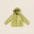 Lime green hooded down jacket for boys with square quilting and windproof cuffs - 110 / Green