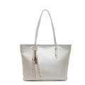 Bolso tote grande chic blanco perla con superficie texturizada y decoración de cuerda trenzada - Blanco Roto