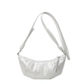 Bolso croissant plata metalizado con correa ajustable de nudo y un acabado plisado - Blanco Roto