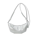 Bolso croissant plateado de cuero PU con detalle de nudo elegante en la bandolera - Plateado