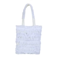 Borsa tote bianca con balze in mesh e tracolla plissettata dal design alla moda - Bianco