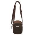 Braune Nylon-Umhängetasche für Handys mit Netztasche und verstellbarem Gurt - Braun