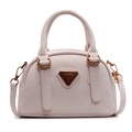 Chique lichtroze Boston tas van kiezelleder met vintage hardware en een schouderriem - Roze