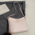 Bolso bandolera rosa con estampado de dibujos animados y correa sobre fondo gris - Rosa - Sin Colgante