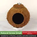 Natural coconut shell bird nest with screw fixing, 11-13cm diameter for small birds - Small Natural Screw Mount