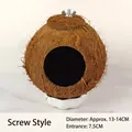 Natural coconut shell bird nest with metal fixings for small parrots and parakeets - Large Natural Screw Mount