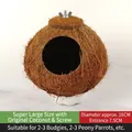 Extra-large coconut shell bird nest with screw mount for parrots and small pets - Super Large Natural Screw Mount