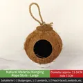 Natural coconut shell bird nest with hanging rope, 13-14cm diameter for small parrots - Large Natural Hanging Type