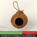 Extra large natural coconut shell bird nest with hanging rope for small parrots - Extra Large Natural Hanging Type