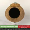 Extra large natural coconut shell bird nest with metal screw for parrot cage - Extra Large Polished Screw Mount