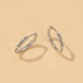 Silver geometric hoop earrings featuring sparkling cubic zirconia pavé for women - Large Geometric White K (3764)