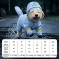 Waterproof dog raincoat size chart with measurements for XS to XXL sizes in light blue - S / Blue