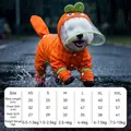 Waterproof dog raincoat size chart for XS to XXL with detailed chest and back measurements - S / Orange
