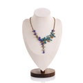 Elegant walnut wood mannequin bust stand for professional necklace jewelry display - Rice White Dust Large