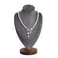 Walnut wood bust jewelry display stand with elegant grey velvet for necklace presentation - Large Gray Velvet
