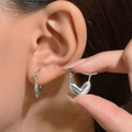 Polished silver heart-shaped hoop earring in a minimalist metallic finish for women - 09 White Kk-902