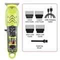 Translucent green hair clipper set with 4 limit combs and a digital power display - Transparent Machine - Yellow