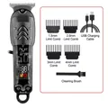 Transparent electric hair clipper set with LCD display and 4 guide combs for styling - Transparent Machine - Black