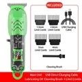 Translucent green hair clipper kit with LCD display and 4 guide combs for men - Transparent Machine - Green