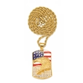 Détails du pendentif dog tag doré avec drapeau américain, aigle et pierres de zircon - Drapeau Aigle Rectangle (PDT464G) / Pendentif uniquement / Or