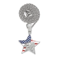 Hip hop star pendant with US flag and eagle relief on silver rope chain - Pentagram Eagle (PDT413S) / Pendant Only / Silver