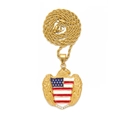 Pendentif aigle doré avec drapeau US émaillé et diamants sur une chaîne corde - Aigle avec Bouclier de Drapeau (PDT463G) / Pendentif uniquement / Or