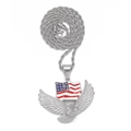Collier pendentif aigle drapeau américain en émail avec chaîne torsadée dorée - Aigle Portant le Drapeau (PDT467S) / Pendentif uniquement / Argent