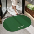 Dark green oval diatom mud bath mat with Bathroom text and non-slip texture - Plain (oval) - Medium Green