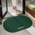 Dark green oval diatomaceous earth bathroom mat with non-slip texture and Bathroom text - Plain (oval) - Dark Green
