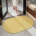 Oval ginger yellow anti-slip bathroom mat with soft absorbent diatomite and mesh texture - Plain (oval) - Light Khaki