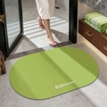 Oval fruit green diatom mud non-slip bathroom mat with Bathroom text and textured finish - Plain (oval) - Yellow-green