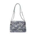 Blue Toile de Jouy tote bag with Chinese landscape print and silver chain strap - Blue and White Landscape Architecture Style / Blue