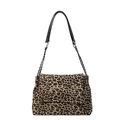 Fashionable leopard print tote bag with silver chain strap and black leather handles - Vintage Leopard Print Style / Leopard Print